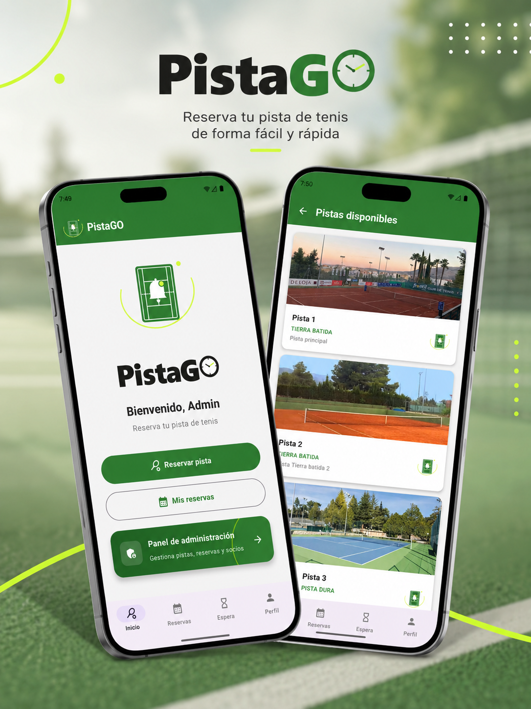 Pantalla principal de PistaGO